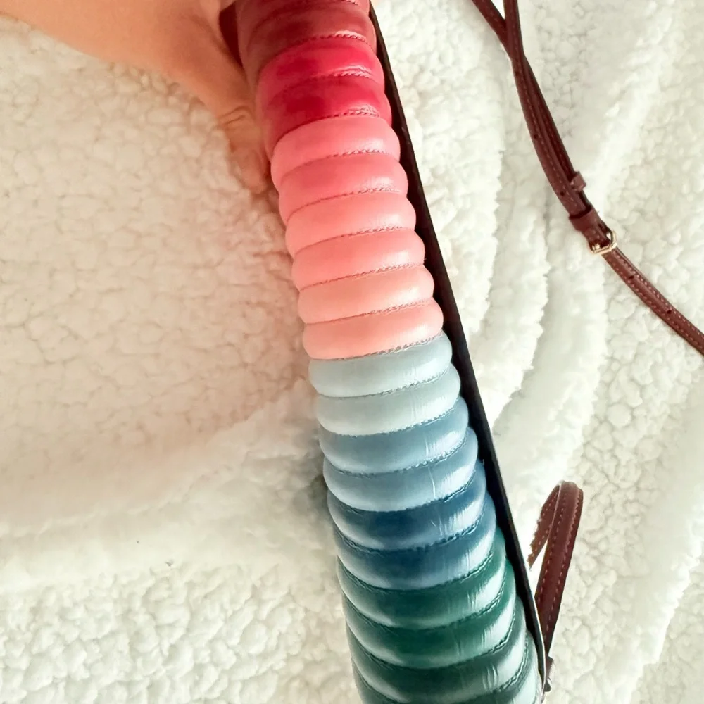 Coach Anna Foldover crossbody clutch with linear rainbow quilting - Picture 8 of 10